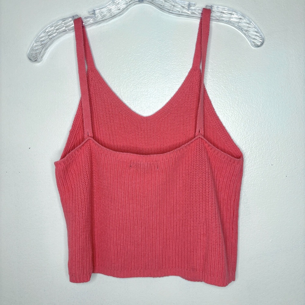 Frye Sweater Tank Top Womens Small Coral Pink Chunky Ribbed Knit Cami Boho - Picture 2 of 8